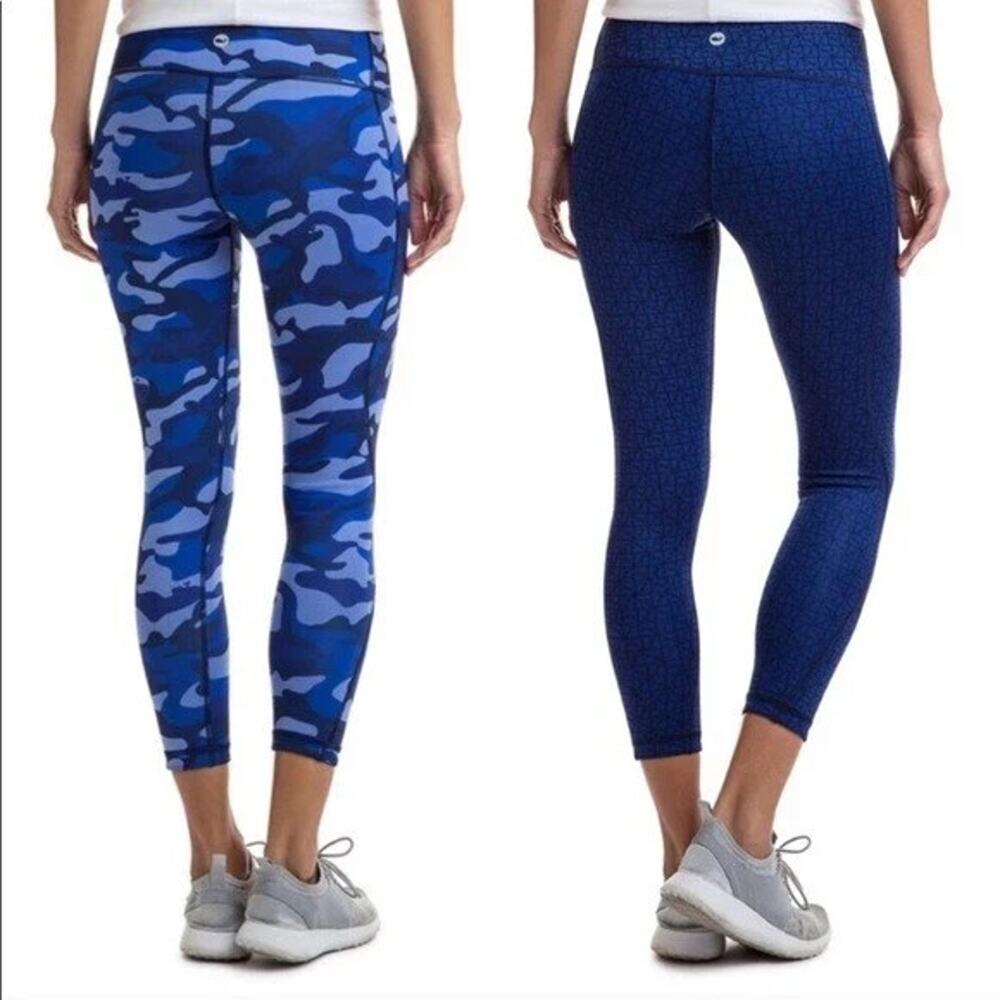 Vineyard Vines Reversible Athletic Leggings Sz Small Blue Whales Camouflage